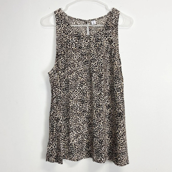 Old Navy Shirt Womens XL Black Tan Cheetah Neutral Sleeveless Blouse - Picture 1 of 10